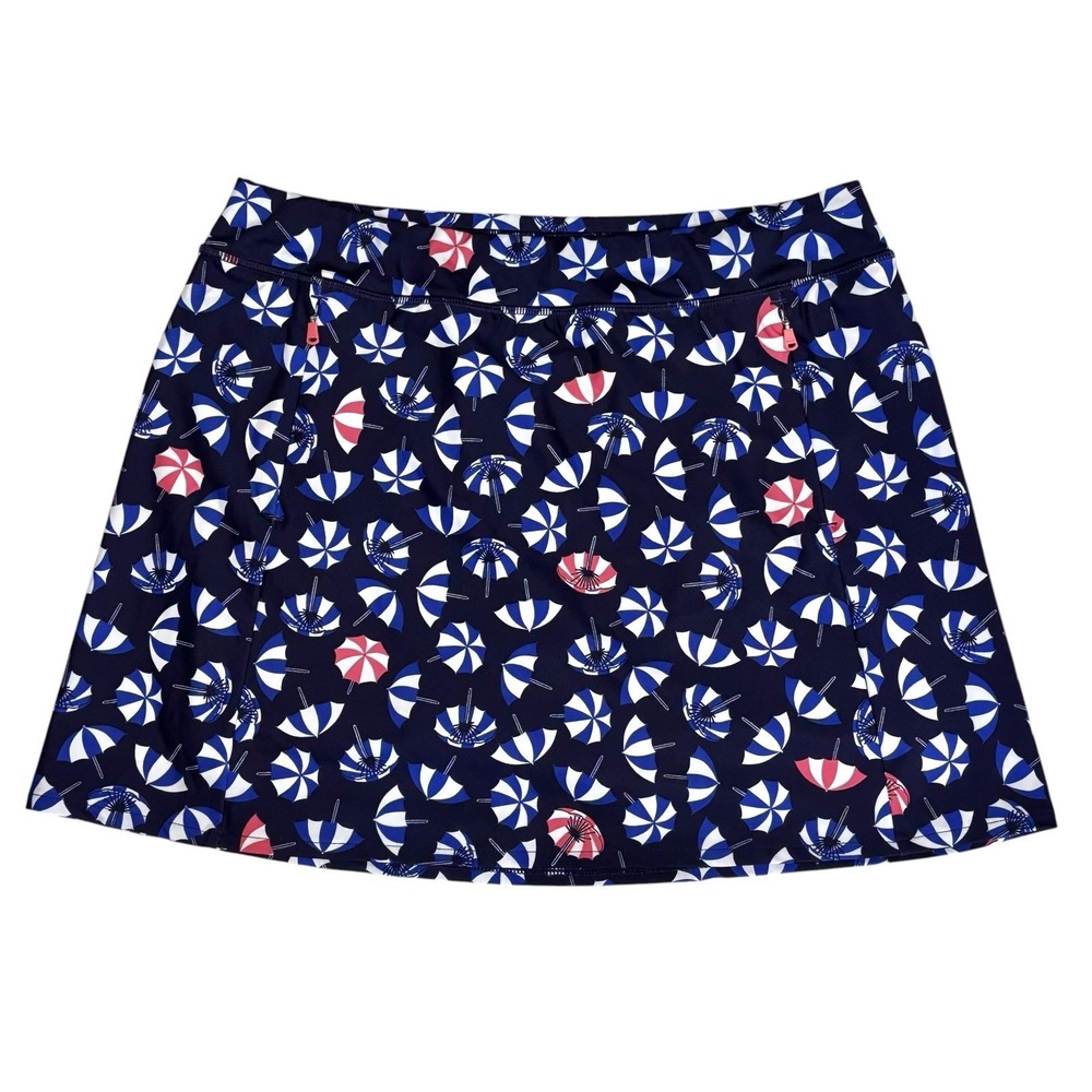WOMEN'S RALPH LAUREN RLX GOLF SKORT SKIRT Sz Large Zip Pockets Blue Umbrellas‎